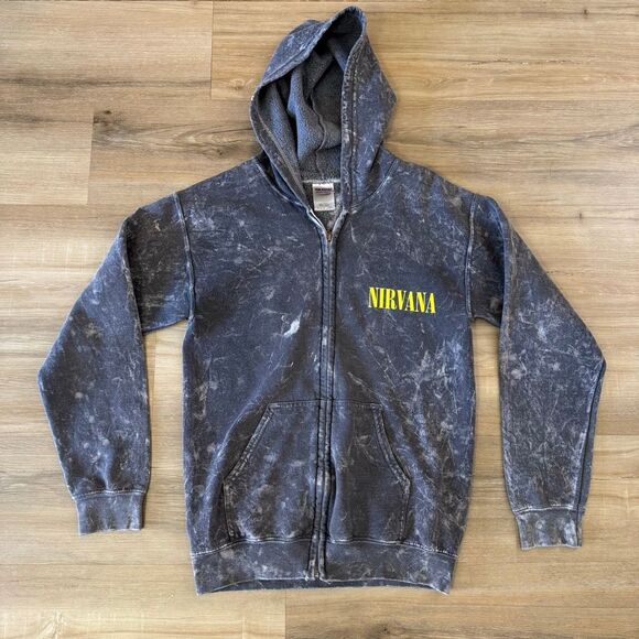 Nirvana 2016 Mineral Wash Gray Hoodie Size Small Official Merchandise Grunge Alt - Picture 1 of 6